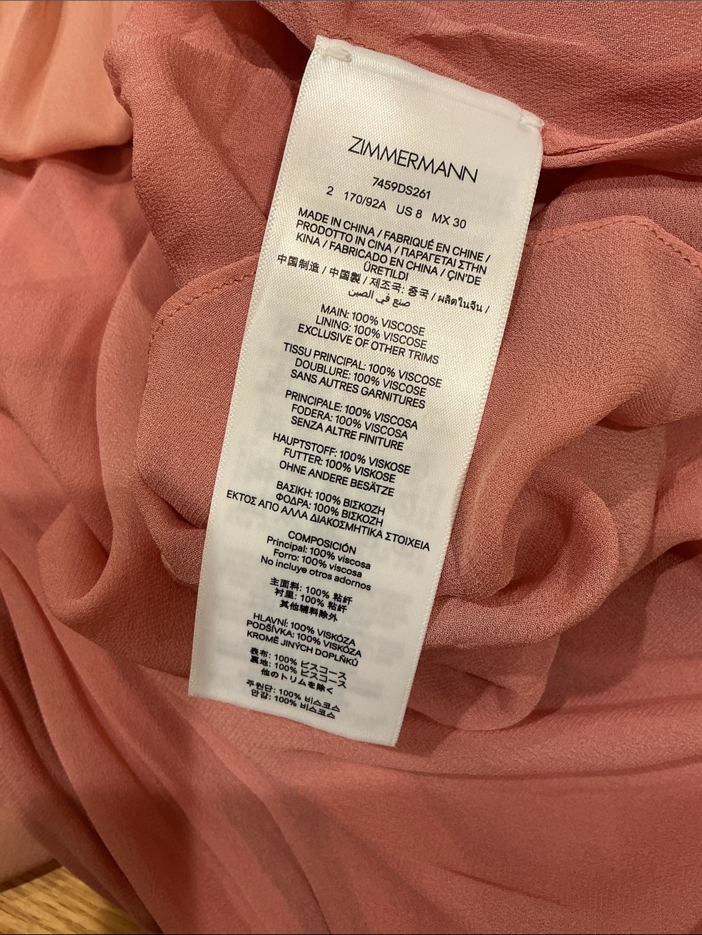 NWOT Zimmermann Women’s Pink Tiered Ruffle Maxi Dress, Size AU 2 = M - Picture 8 of 8